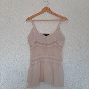 JACK by BB Dakota Cream Lace Accent Semi Sheer Camisole Tank Top Size L